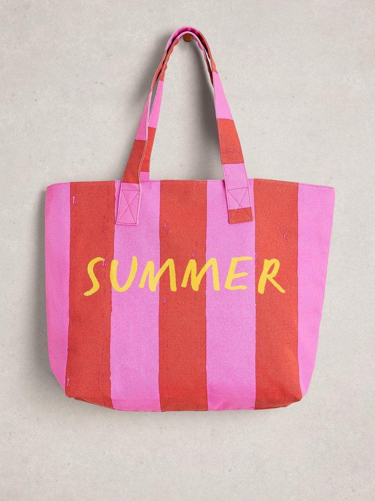 Canvas Summer Stuff Bag in PINK MLT - FLAT FRONT