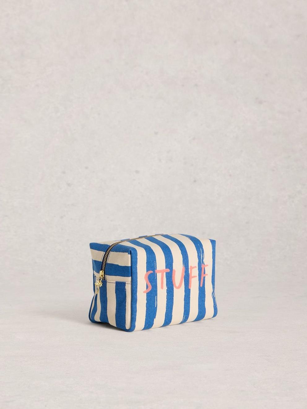 Canvas Summer Stuff Washbag in BLUE MLT - FLAT FRONT