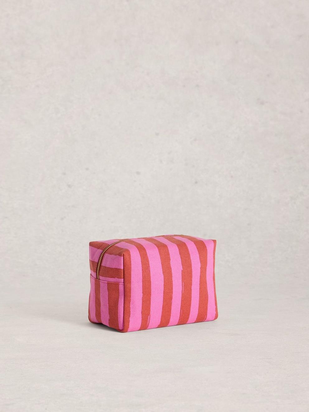 Canvas Summer Stuff Washbag in PINK MLT - FLAT BACK