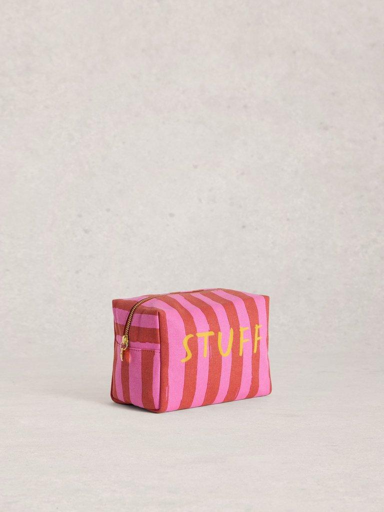 Canvas Summer Stuff Washbag in PINK MLT - FLAT FRONT