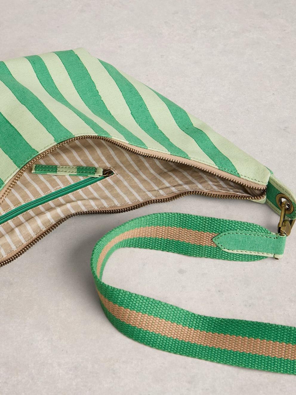 Natalie Canvas Crossbody in GREEN MLT - FLAT DETAIL