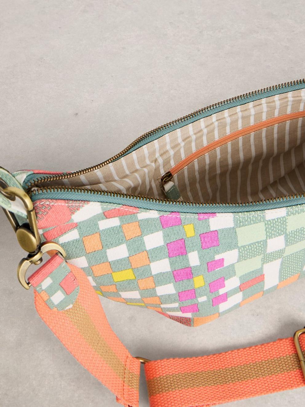 Natalie Canvas Crossbody in GREEN PR - FLAT DETAIL