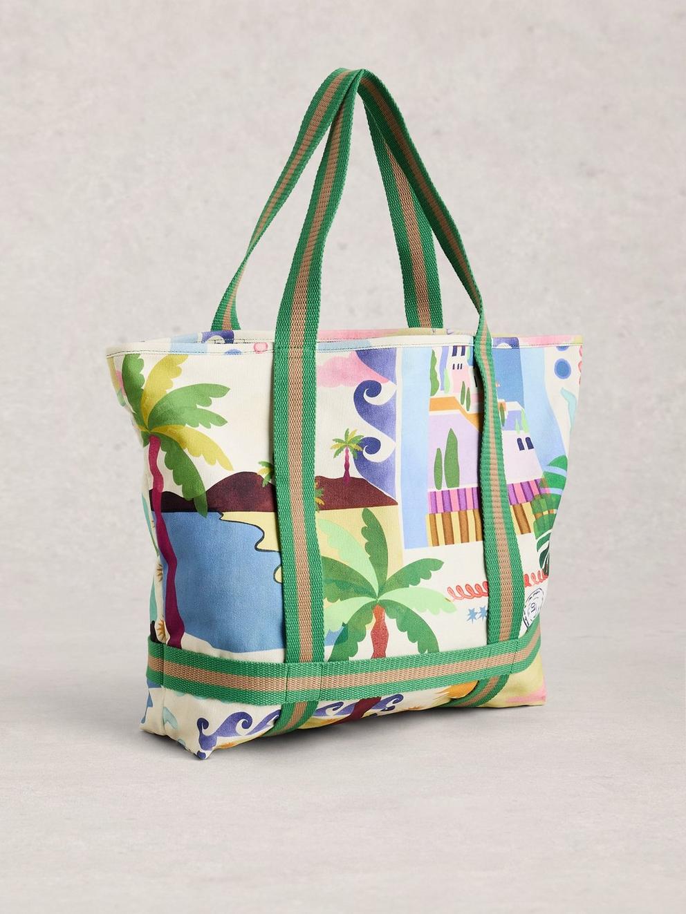 Gigi Canvas Tote Bag in IVORY PR - FLAT BACK