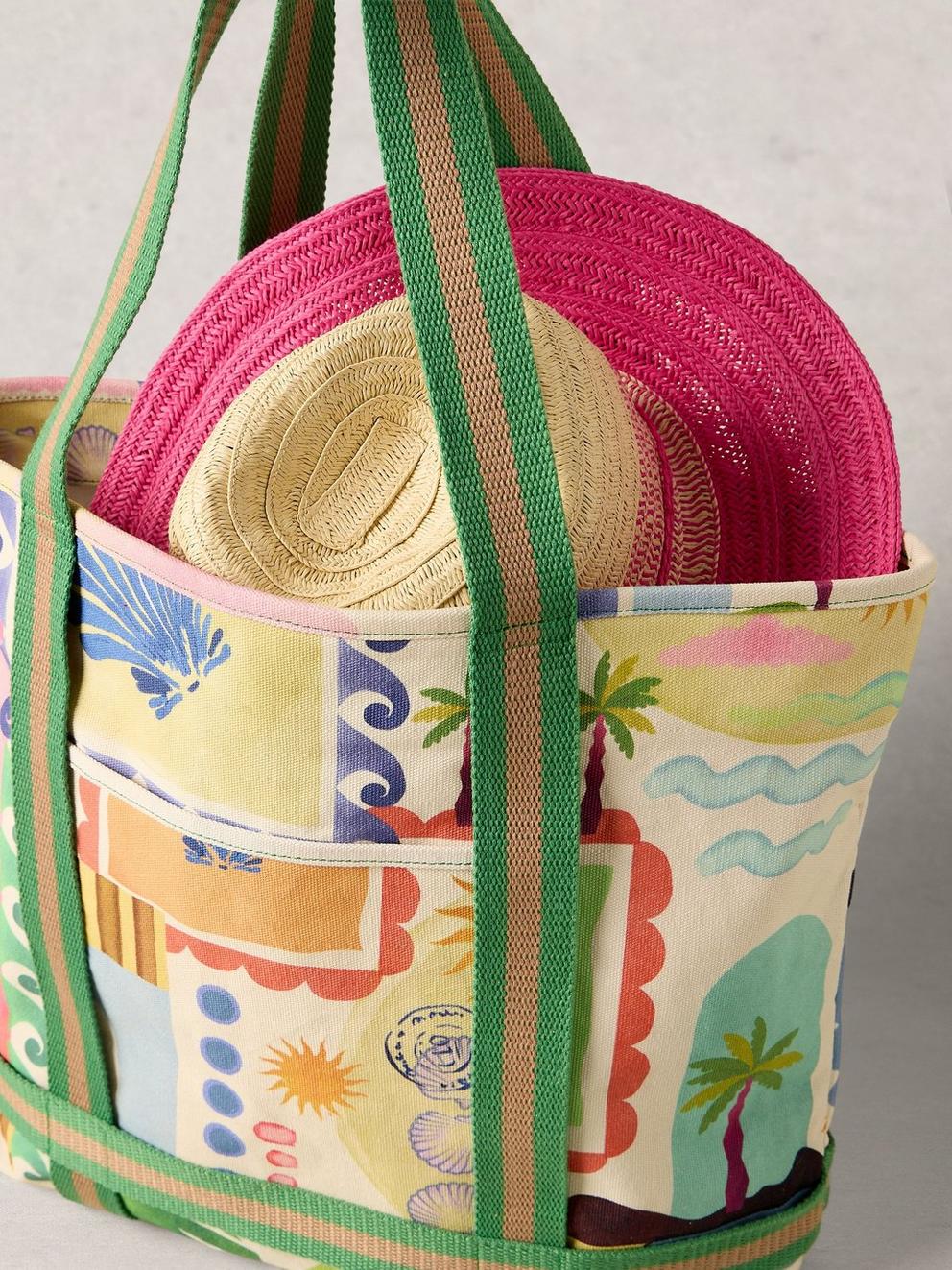 Gigi Canvas Tote Bag in IVORY PR - MODEL DETAIL