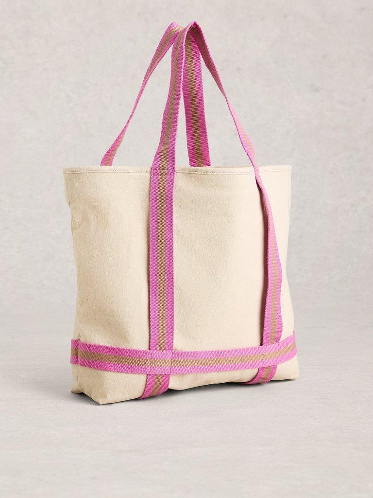 Gigi Canvas Tote Bag in PALE IVORY - FLAT BACK