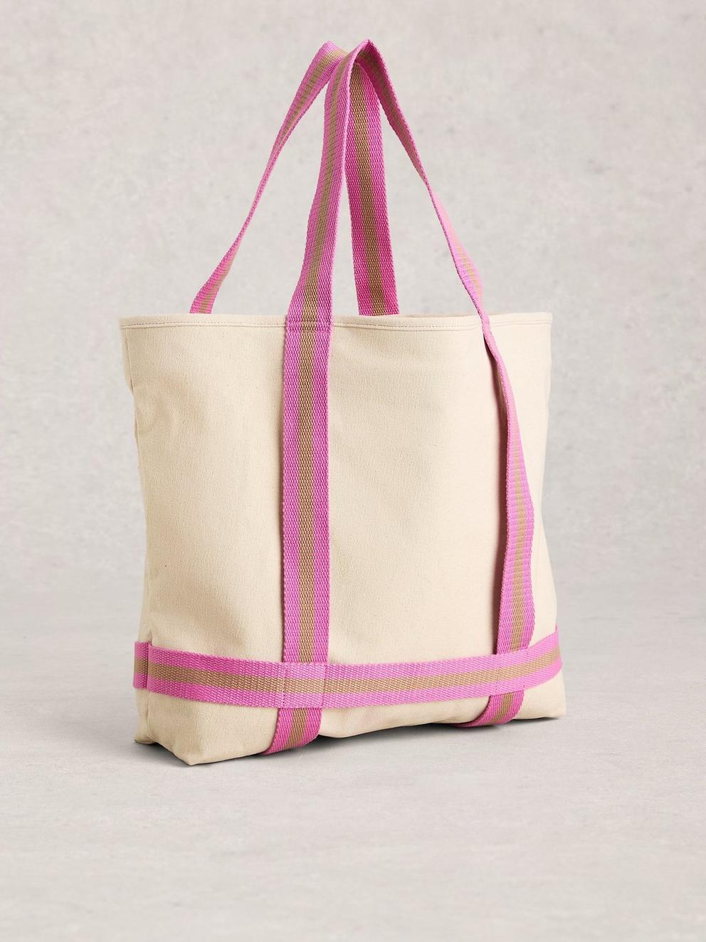 Gigi Canvas Tote Bag in PALE IVORY - FLAT BACK