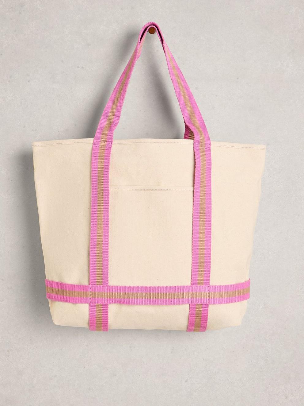 Gigi Canvas Tote Bag in PALE IVORY - FLAT FRONT