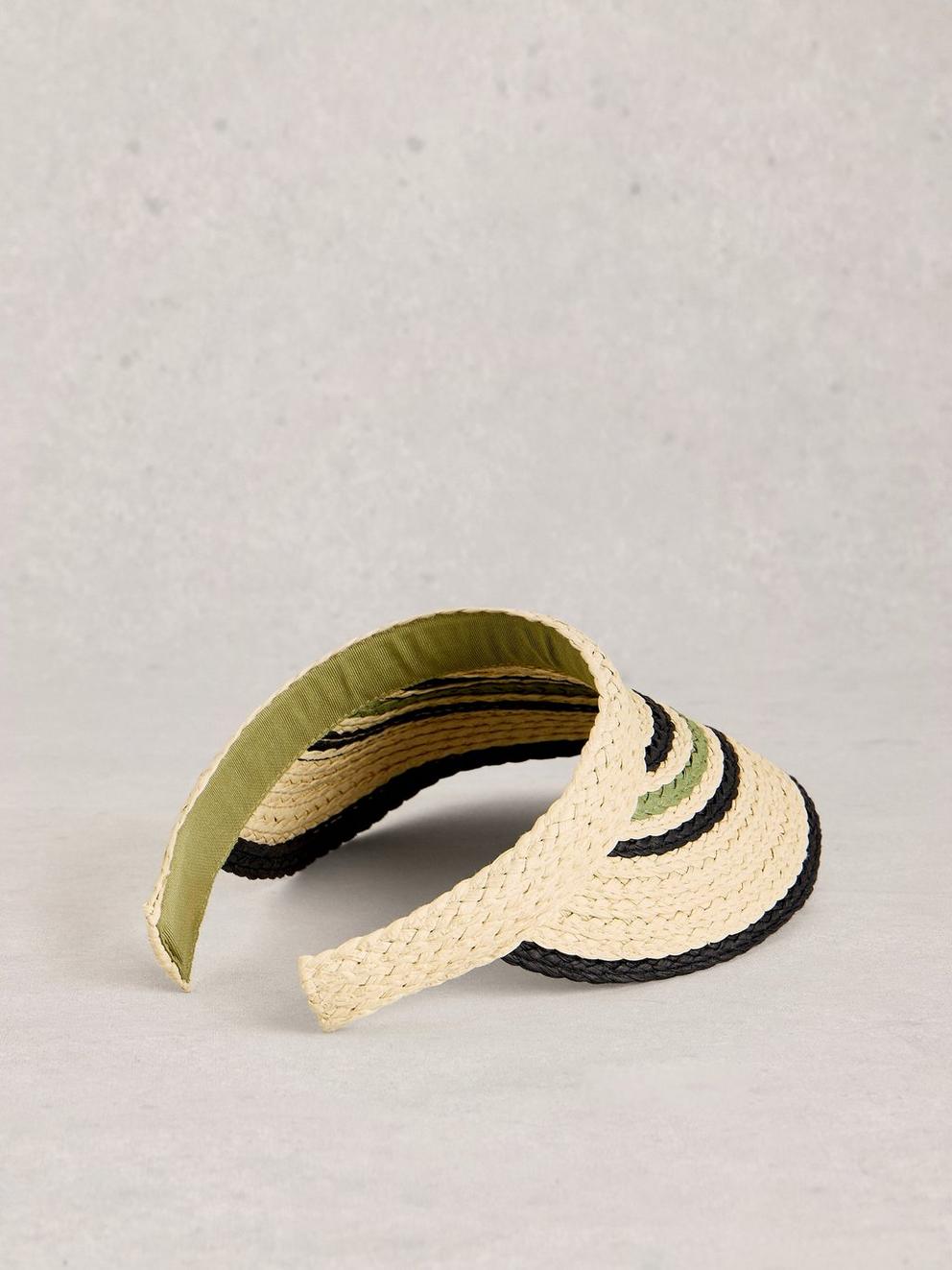 Woven Stripe Visor in NAT MLT - FLAT BACK