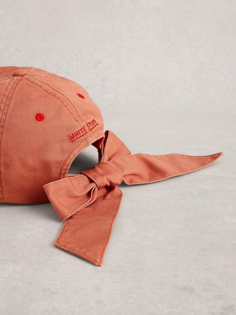 Bow Back Baseball Cap in MID PINK - FLAT DETAIL