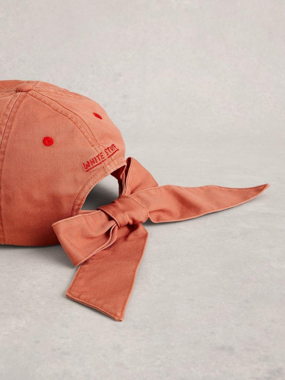 Bow Back Baseball Cap in MID PINK - FLAT DETAIL