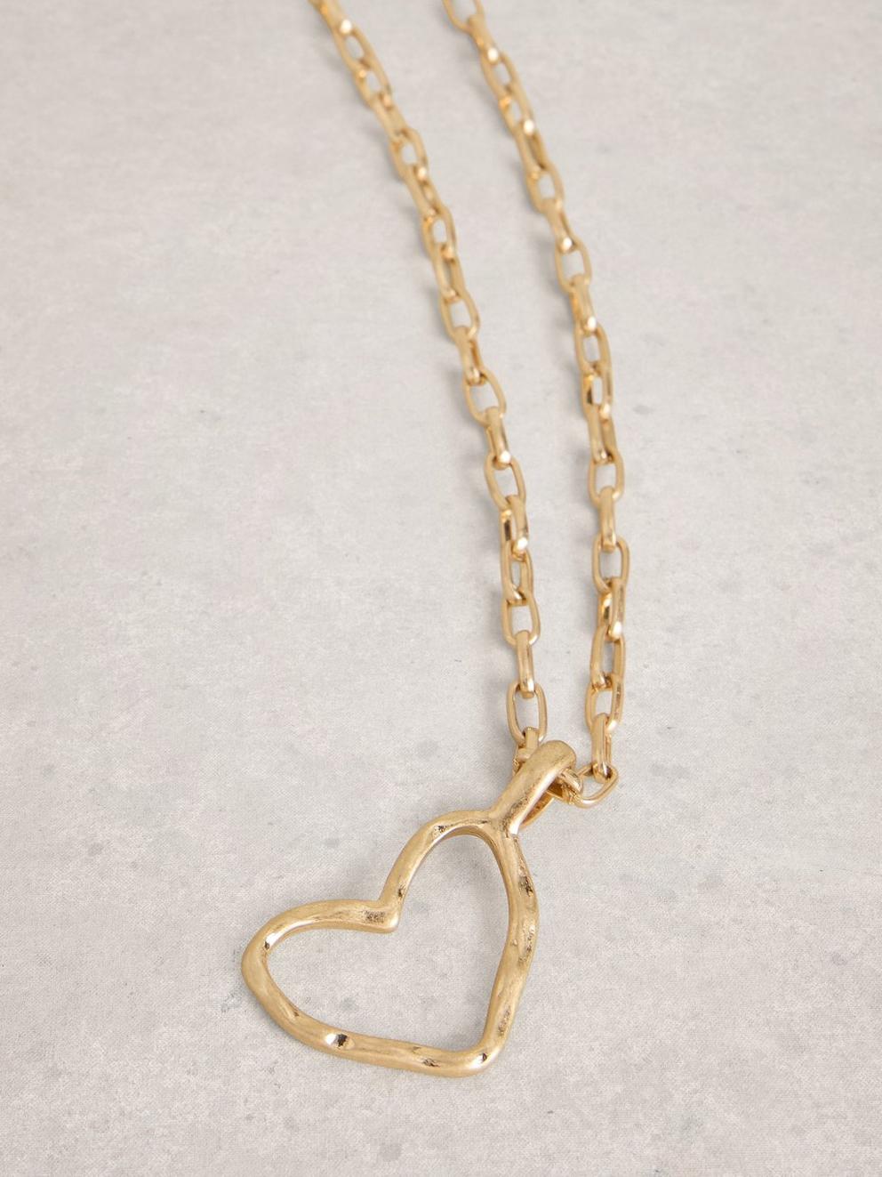 Hailey Heart Necklace in GLD TN MET - FLAT DETAIL