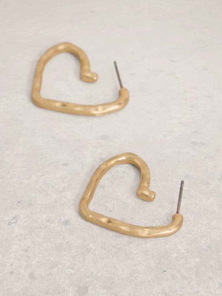 Hailey Heart Earring in GLD TN MET - FLAT DETAIL
