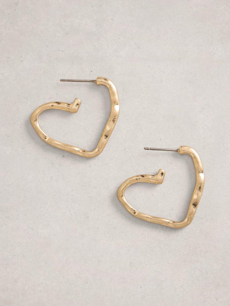 Hailey Heart Earring in GLD TN MET - FLAT FRONT