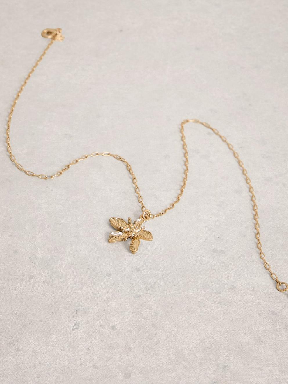 2PK Fleur Necklace  Earring in GLD TN MET - FLAT DETAIL