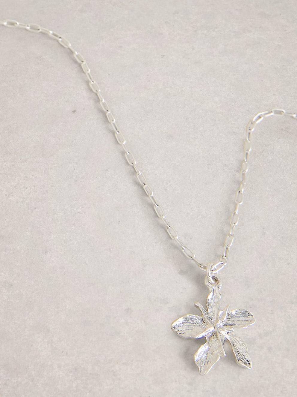 2PK Fleur Necklace  Earring in SLV TN MET - FLAT DETAIL