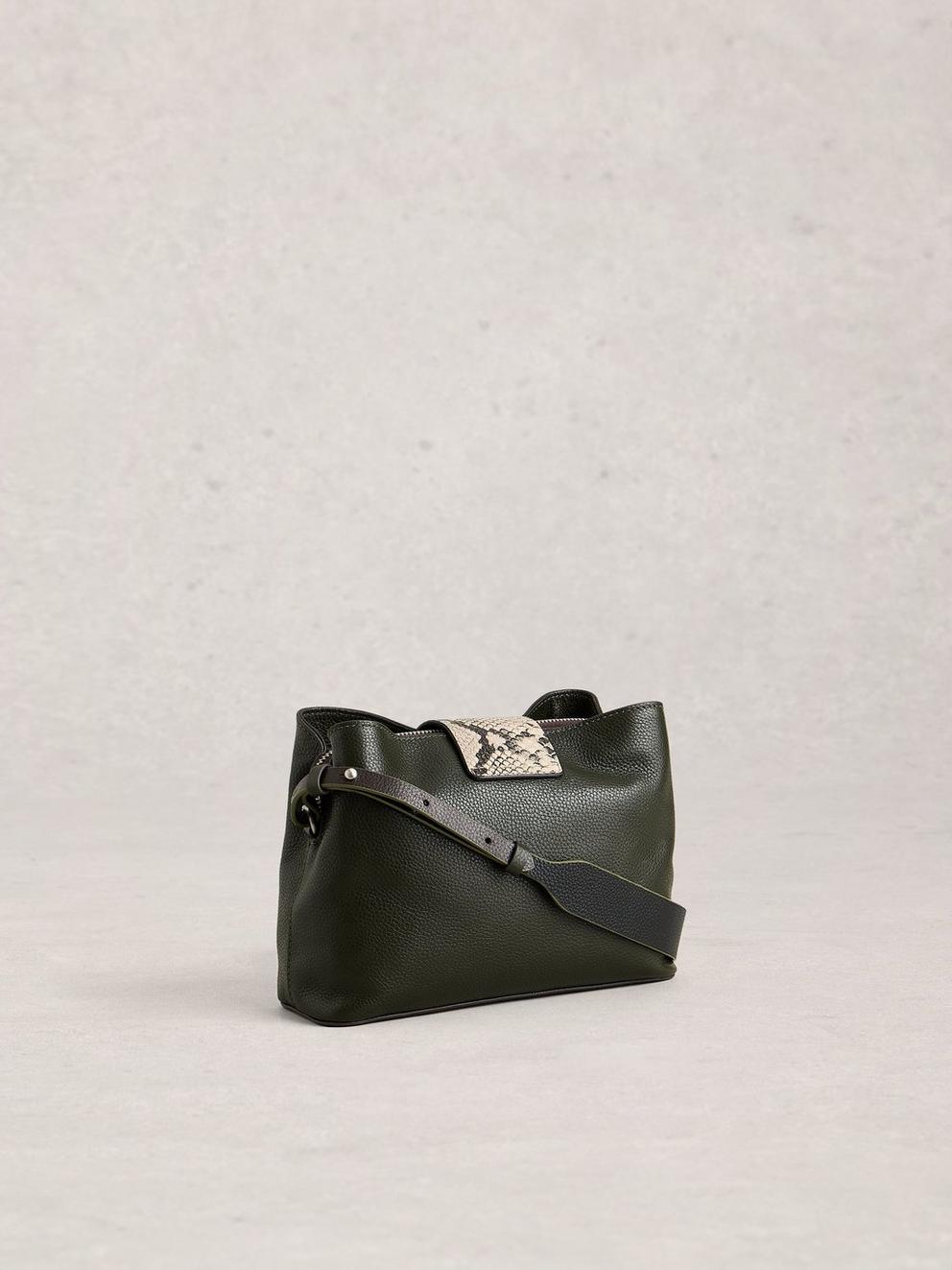 Tabby Crossbody Leather in KHAKI GRN - FLAT BACK