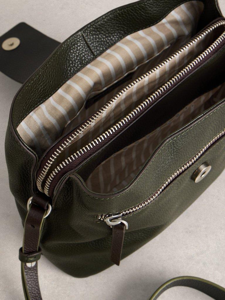 Tabby Crossbody Leather in KHAKI GRN - FLAT DETAIL