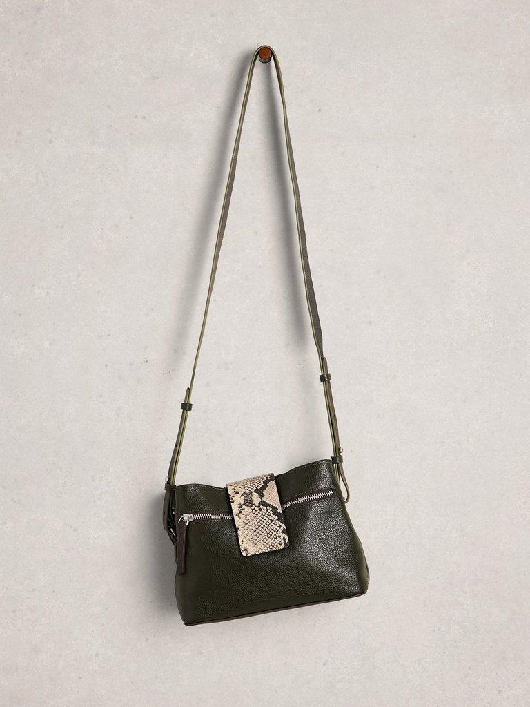 Tabby Crossbody Leather in KHAKI GRN - FLAT FRONT