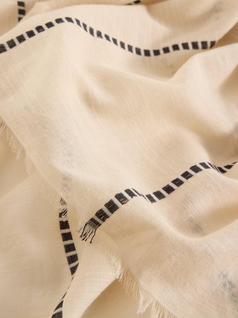 Maggie Stripe Scarf in NAT MLT - FLAT DETAIL