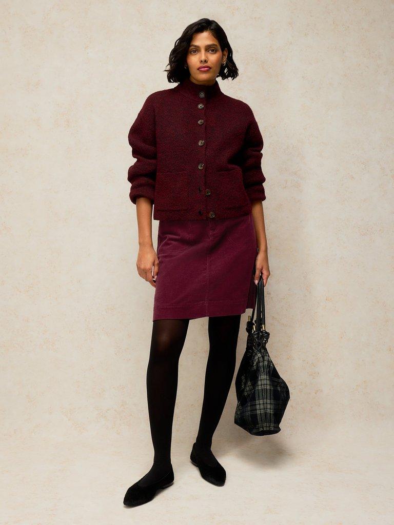 TIA CORD SKIRT in DK PLUM - FLAT BACK