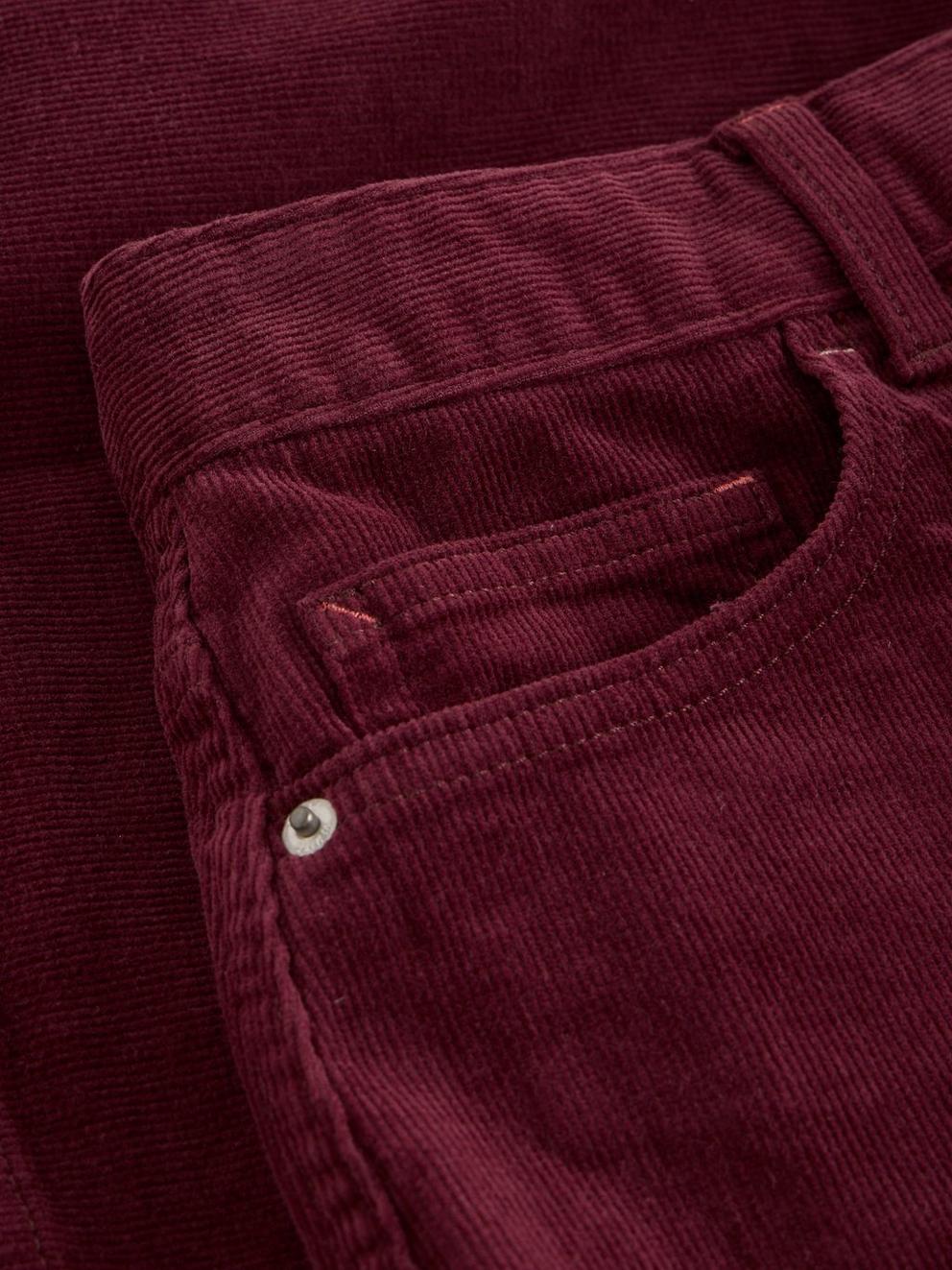 TIA CORD SKIRT in DK PLUM - FLAT DETAIL
