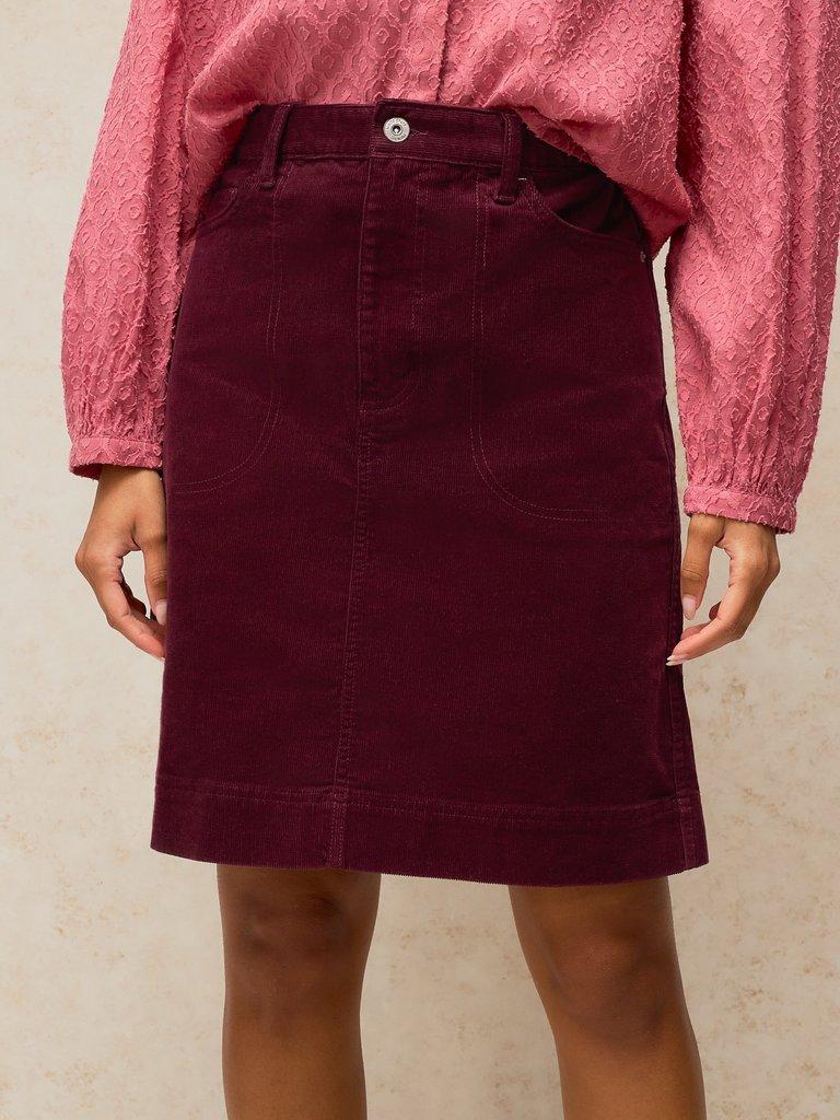 TIA CORD SKIRT in DK PLUM - LIFESTYLE