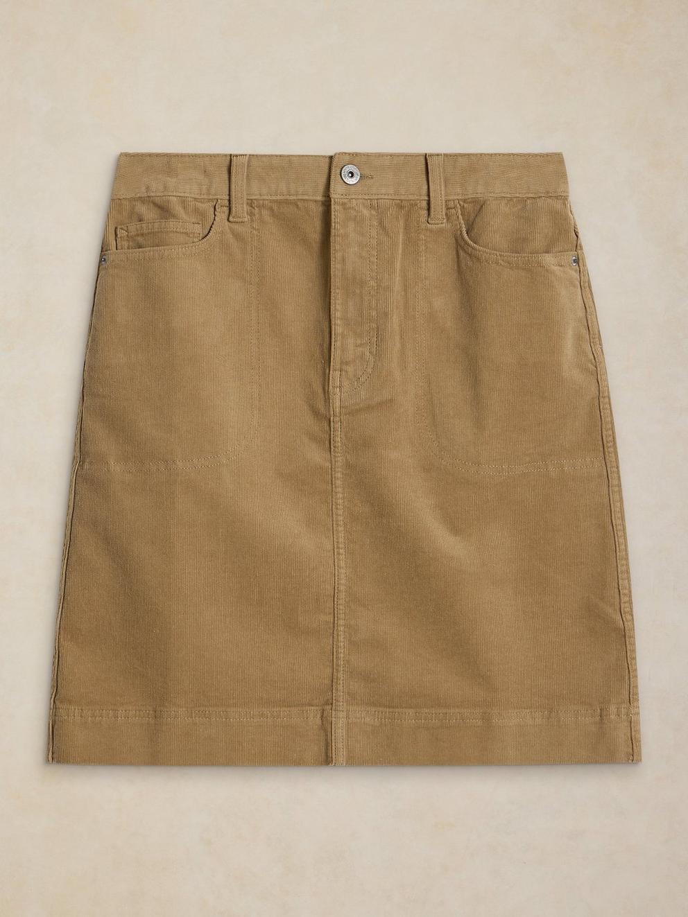 TIA CORD SKIRT in LGT GREEN - FLAT FRONT