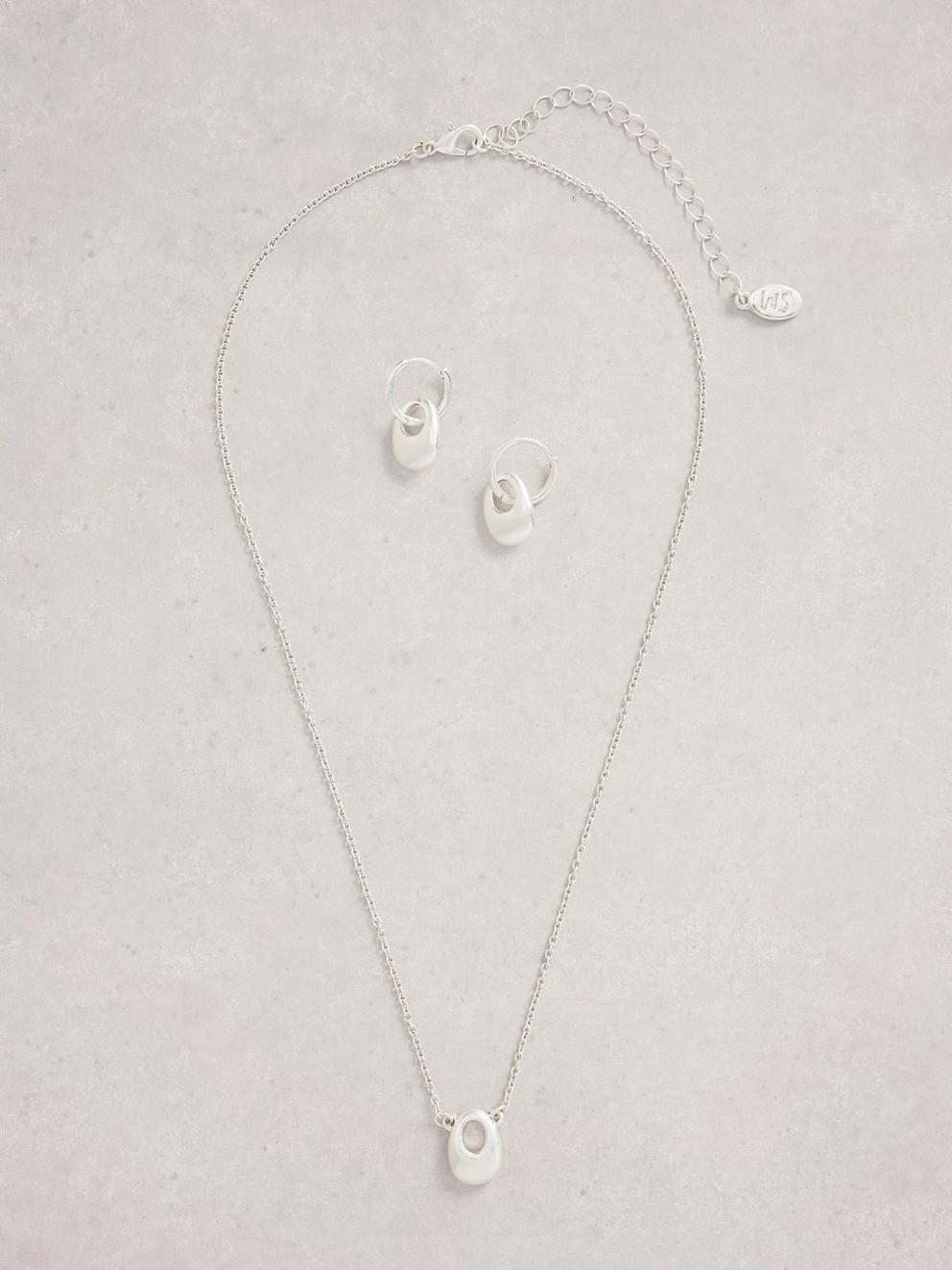 2PK Beth Earring  Necklace in SLV TN MET - FLAT FRONT