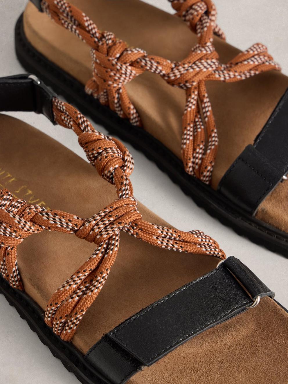 Callie Sandal in BLK MLT - FLAT DETAIL
