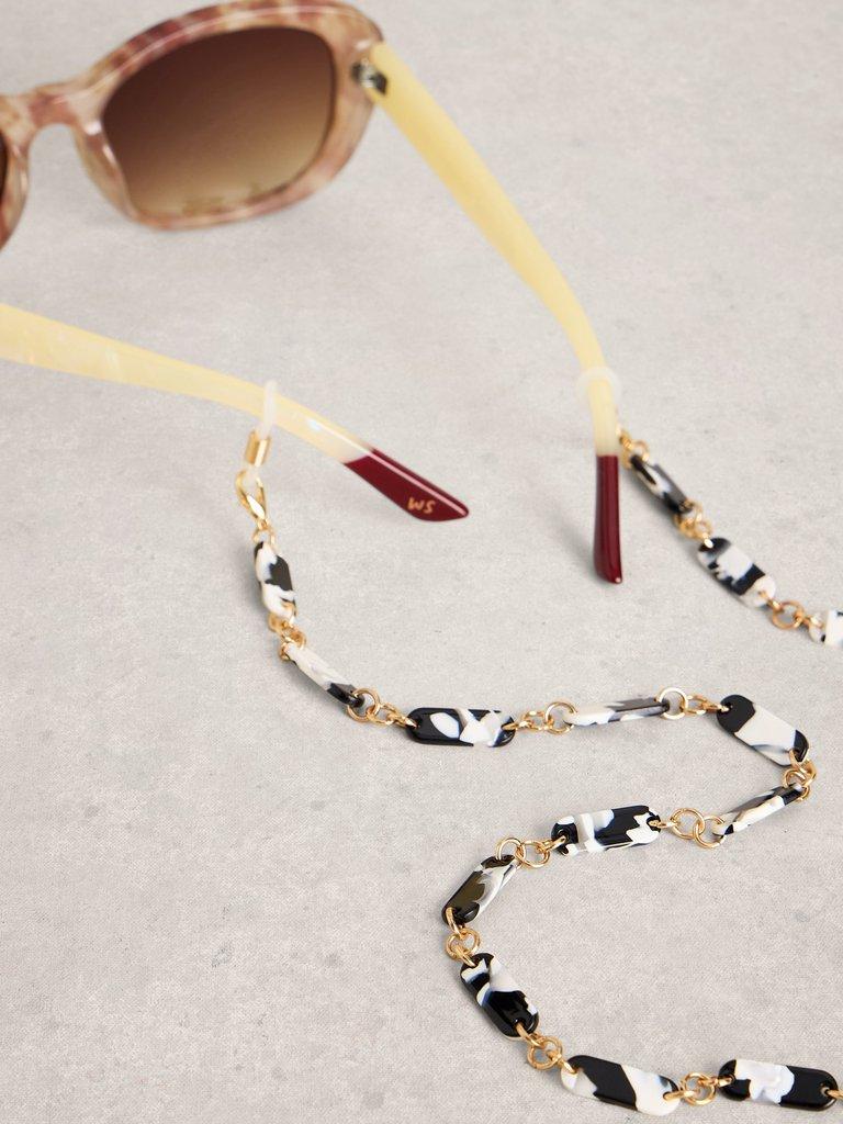 Acetate Sunglasses Chain in BLK MLT - FLAT DETAIL