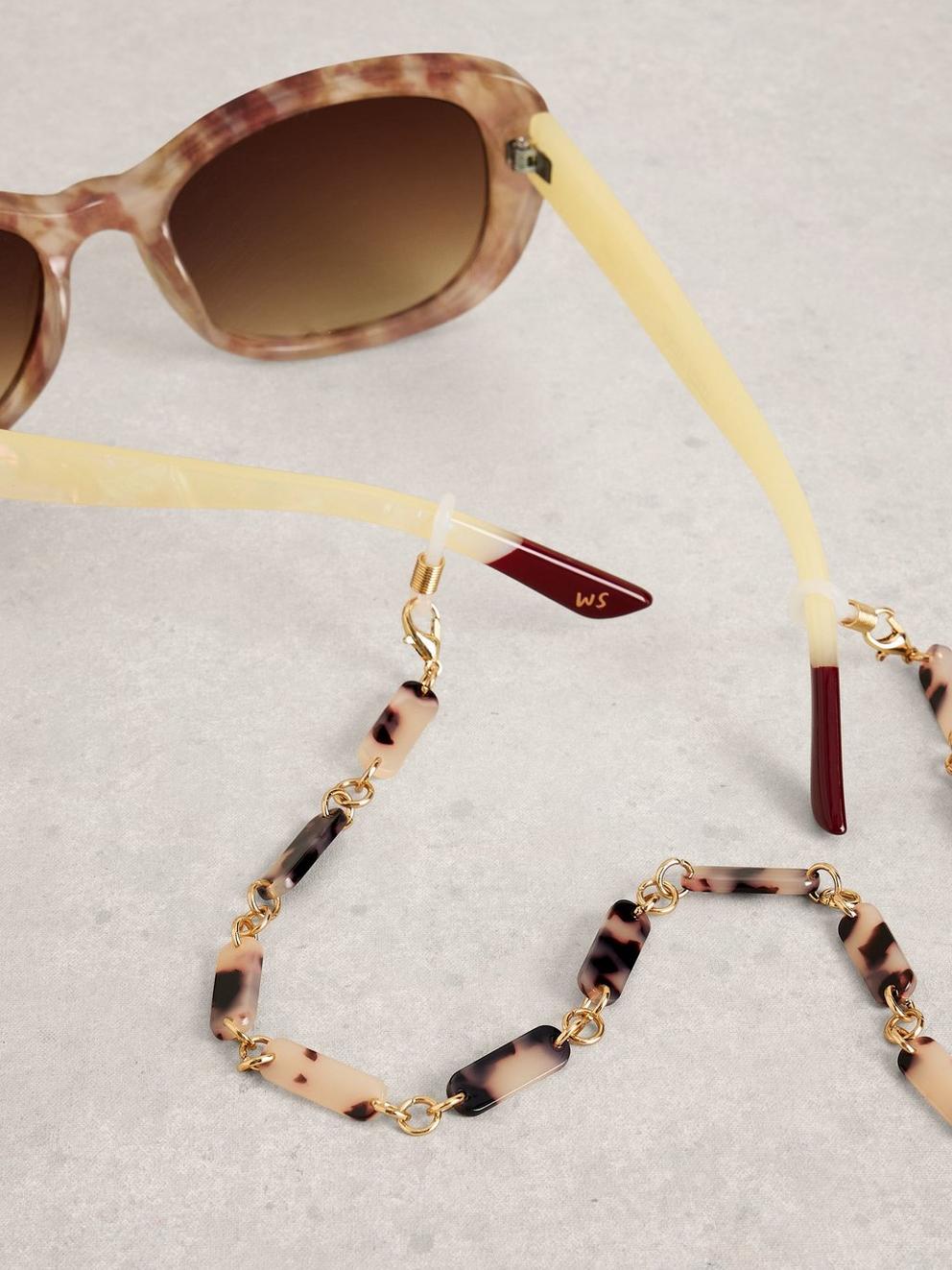 Acetate Sunglasses Chain in BROWN MLT - FLAT DETAIL