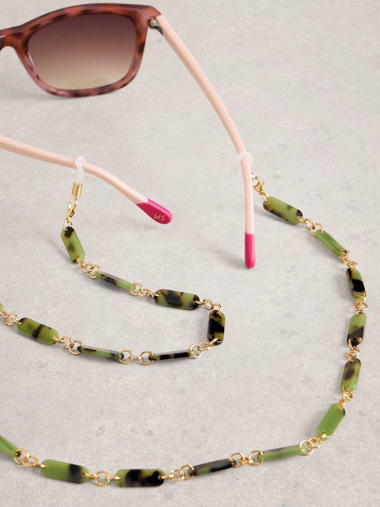 Acetate Sunglasses Chain in GREEN MLT - FLAT DETAIL