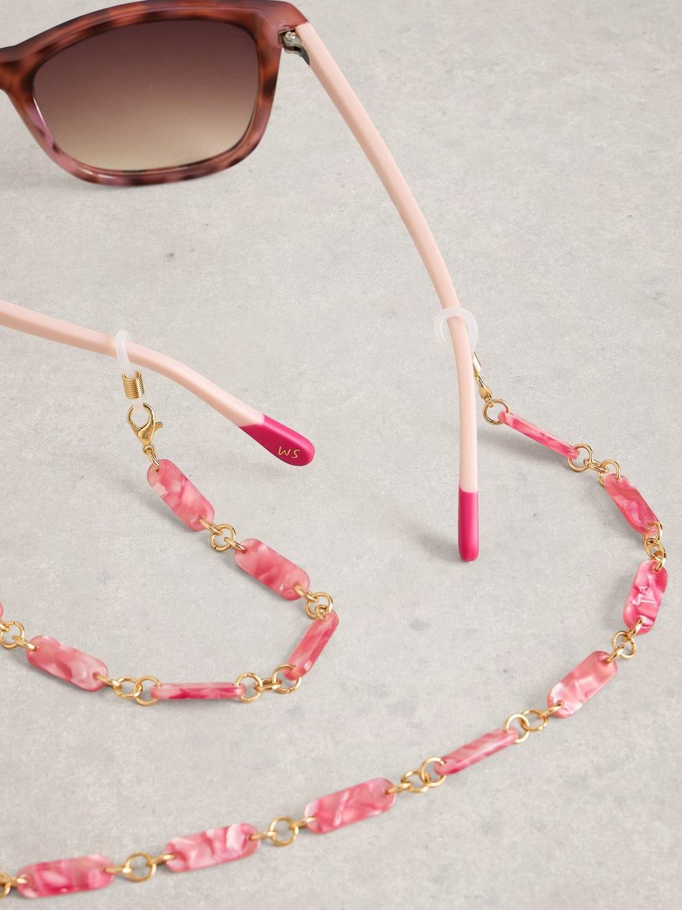 Acetate Sunglasses Chain in PINK MLT - FLAT DETAIL