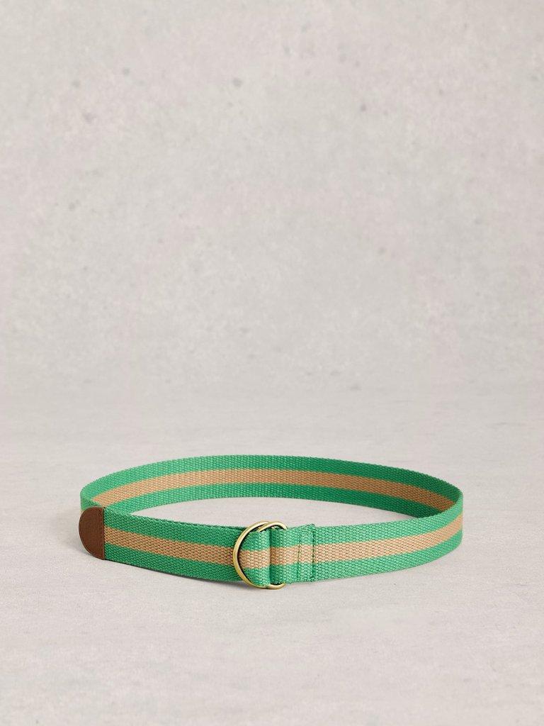 Striped Webbing Loop Belt in BRT GREEN - FLAT BACK