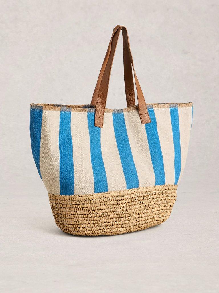 Mia Canvas Tote Bag in BLUE MLT - FLAT BACK