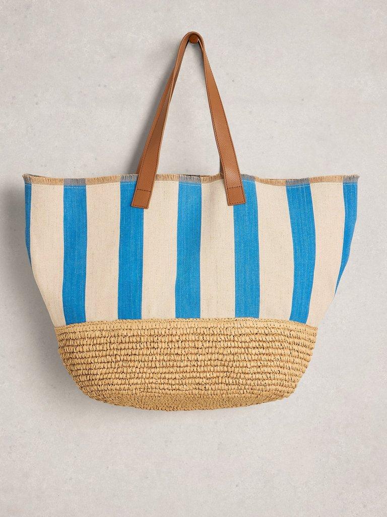 Mia Canvas Tote Bag in BLUE MLT - FLAT FRONT
