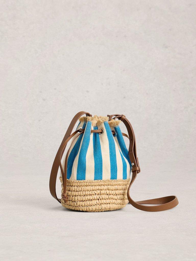Mia Mini Drawtop Bag in BLUE MLT - FLAT BACK