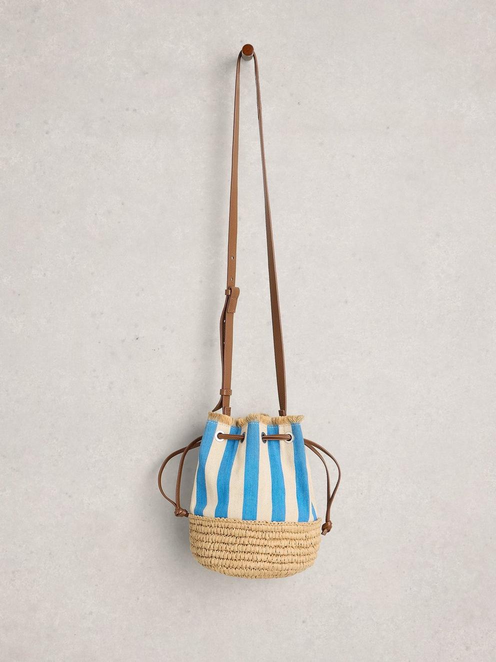 Mia Mini Drawtop Bag in BLUE MLT - FLAT FRONT