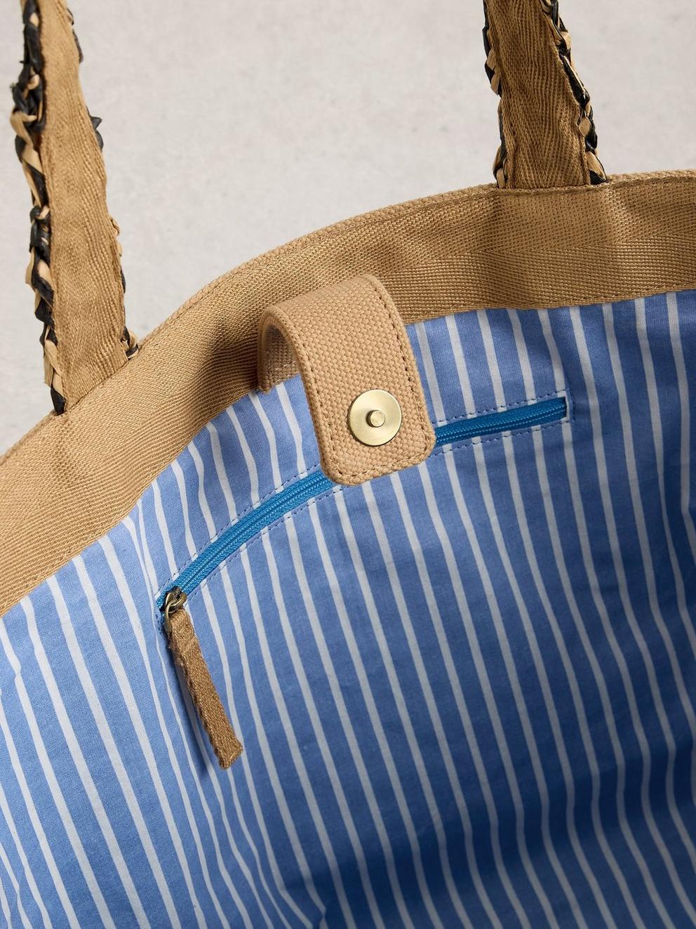 Beach Bound Tote  in NAT MLT - FLAT DETAIL
