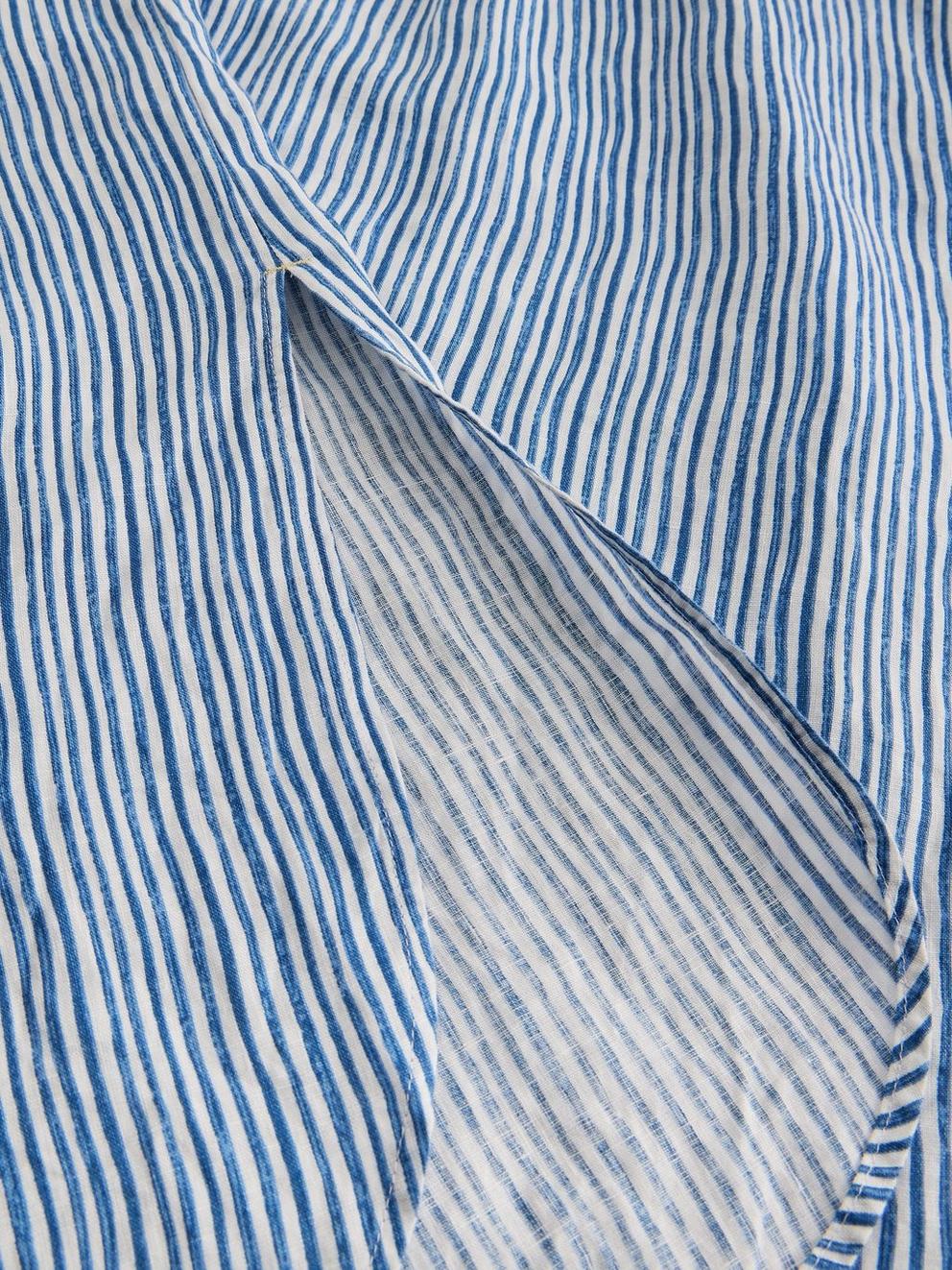 Annabelle Stripe Linen Dress in BLUE MLT - FLAT DETAIL