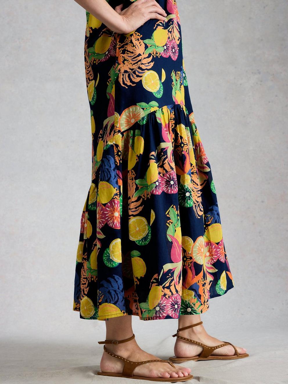 Lily Midi Dress in NAVY PR - MODEL DETAIL