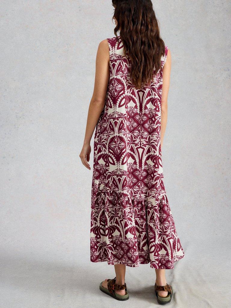Lily Linen Blend Dress in PINK PR - MODEL BACK
