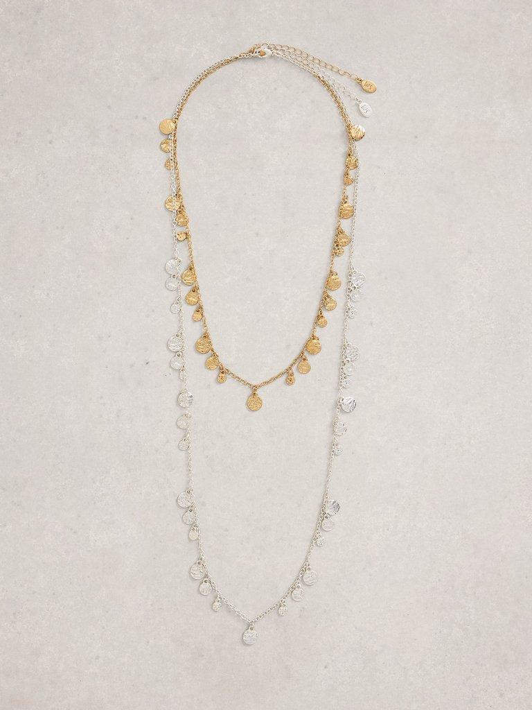 2PK Katie Station Necklace Set in MIXED MET - FLAT FRONT