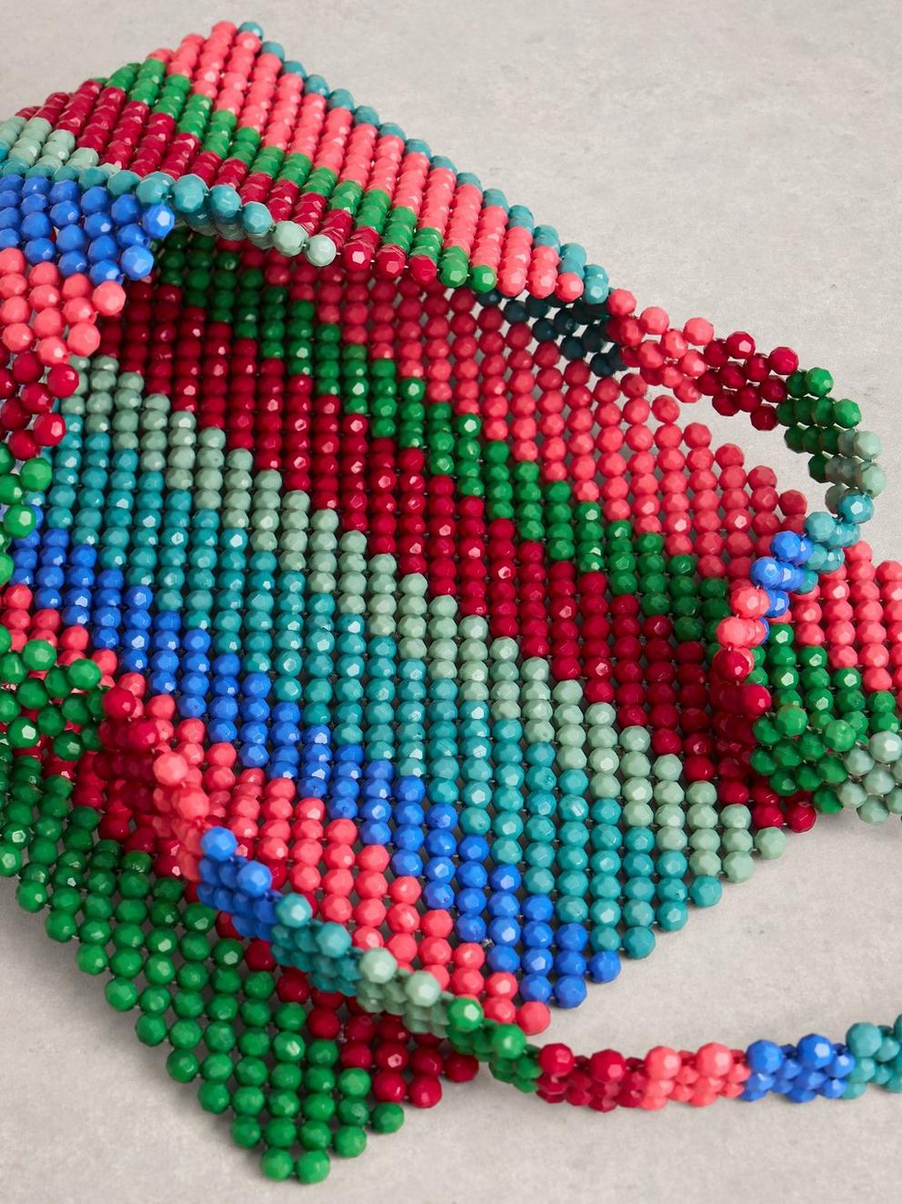 Bea Beaded Shoulder Bag in GREEN MLT - FLAT DETAIL