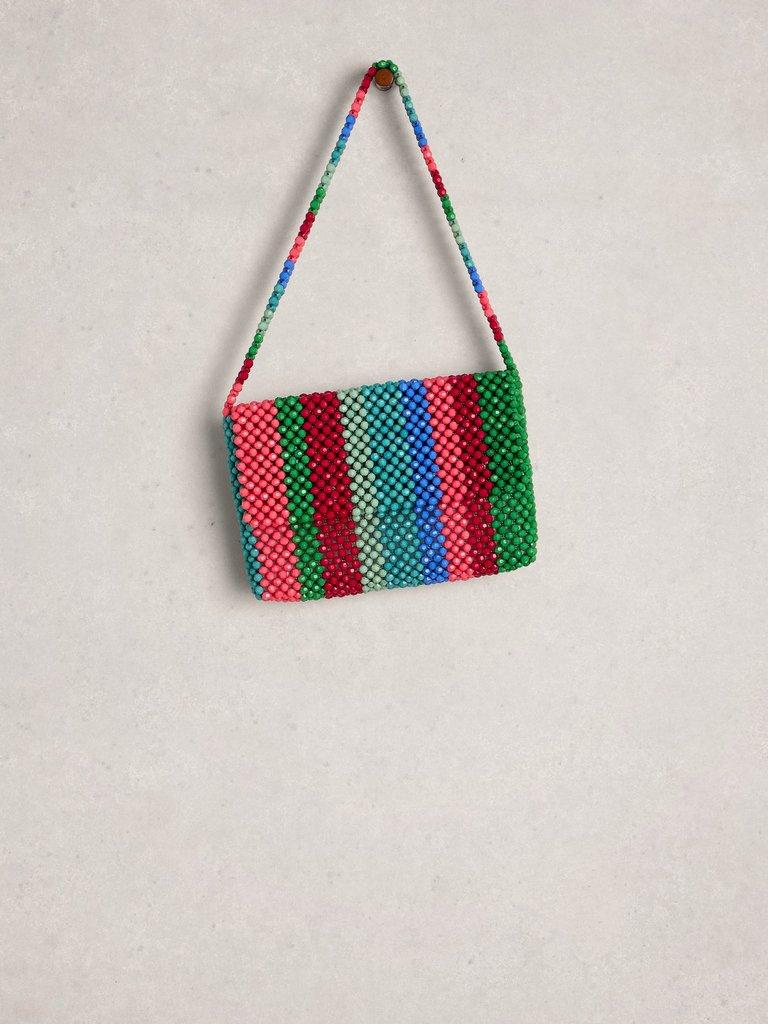 Bea Beaded Shoulder Bag in GREEN MLT - FLAT FRONT
