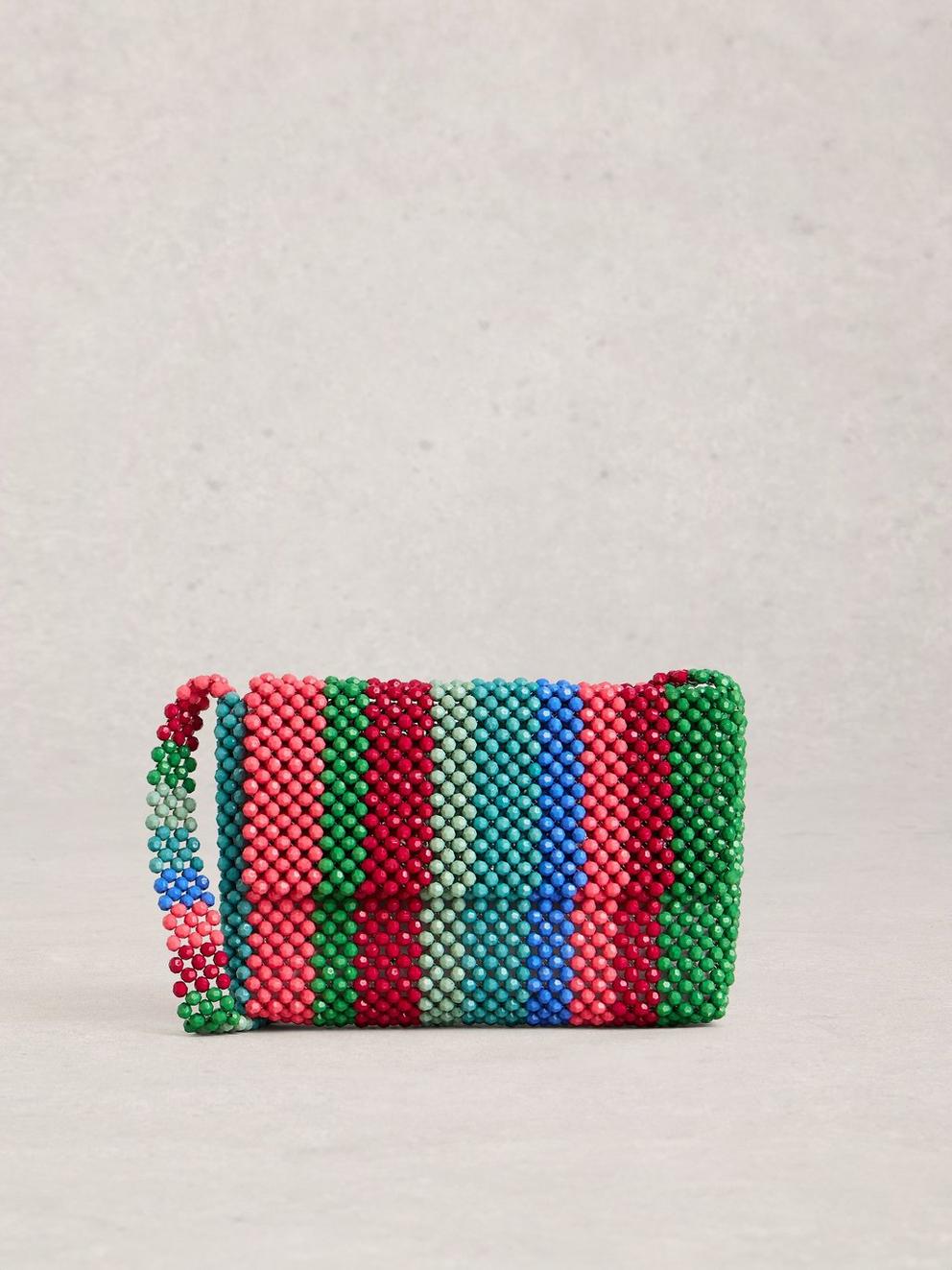 Bea Beaded Shoulder Bag in GREEN MLT - LIFESTYLE