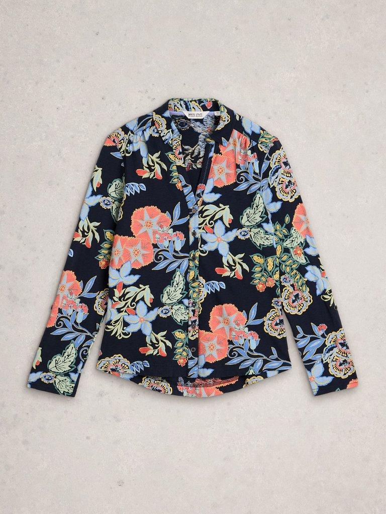 ANNIE JERSEY SHIRT in NAVY MULTI - FLAT FRONT