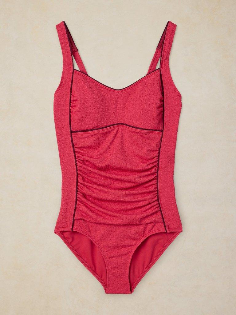 SPLASH TEXTURED SWIMSUIT in MID RED - FLAT FRONT