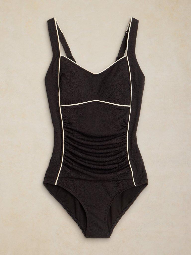 SPLASH TEXTURED SWIMSUIT in PURE BLK - FLAT FRONT