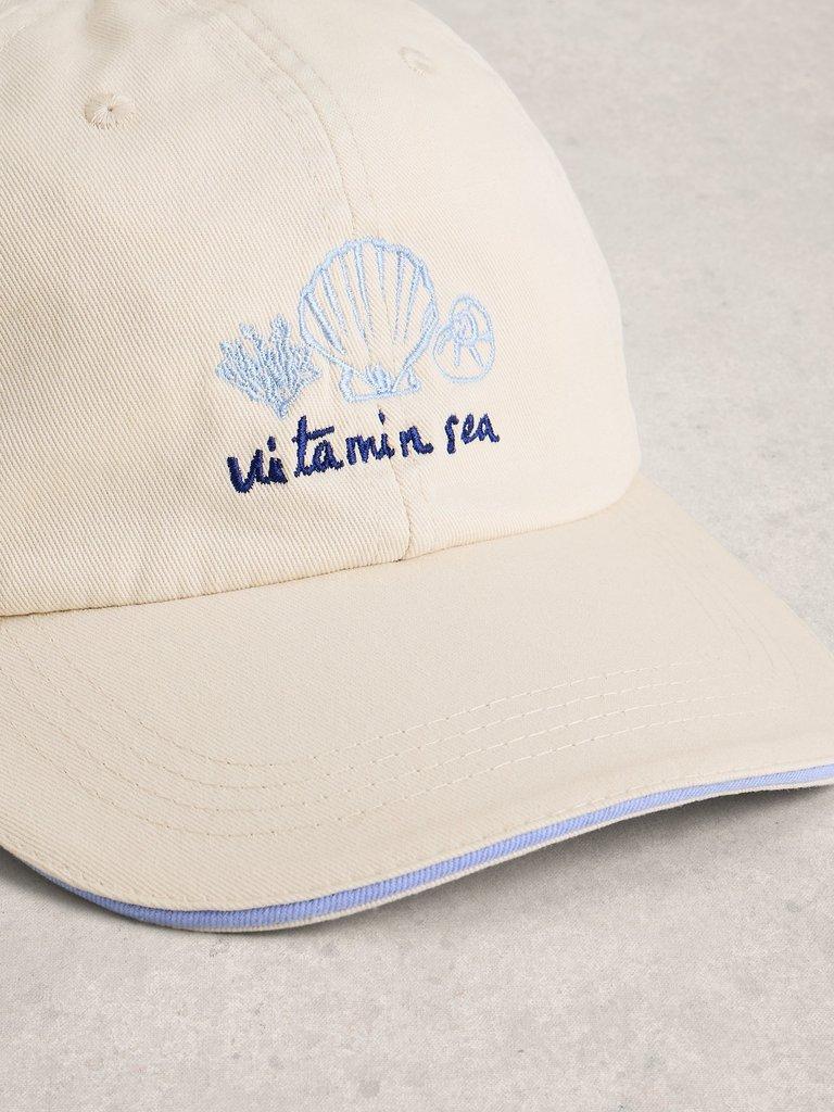 Embroidered Shell Cap in LGT NAT - FLAT DETAIL